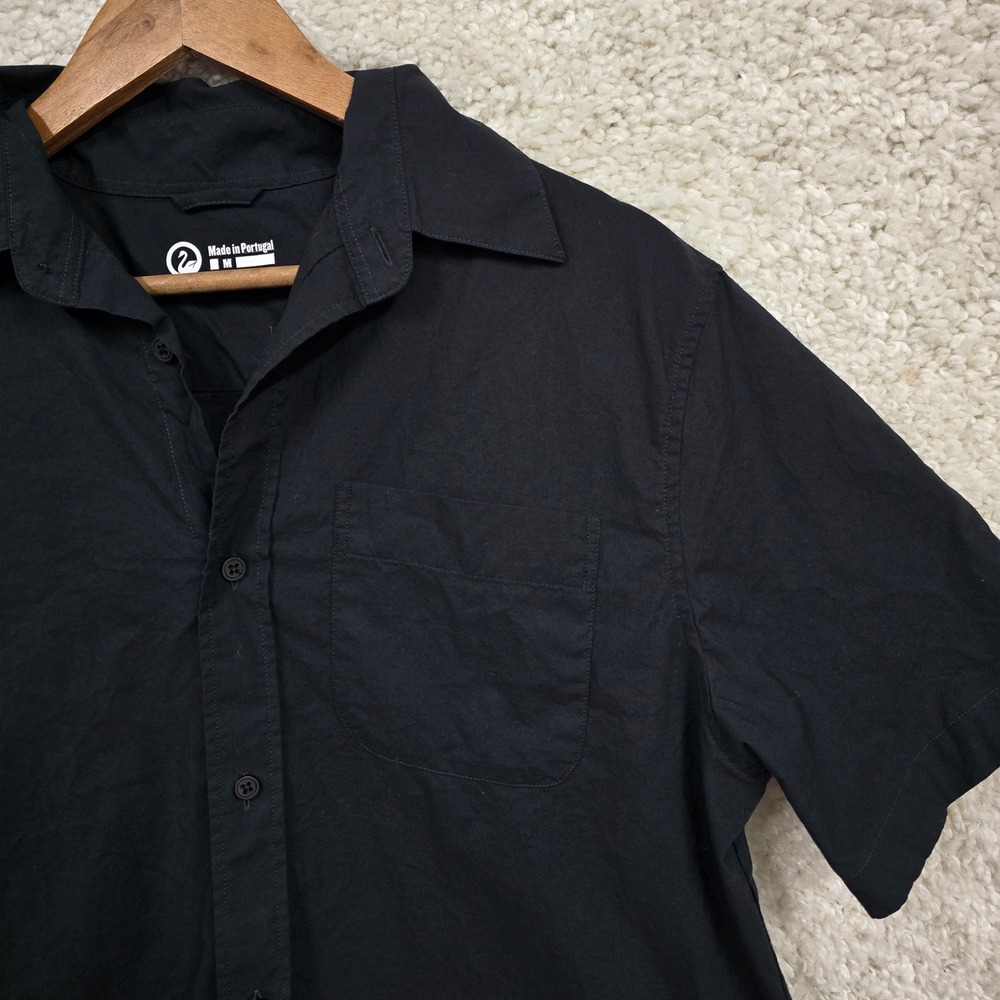 Outlier‎ Short Sleeve Button Up Shirt Men Medium Black Cotton Minimalist - Picture 3 of 10